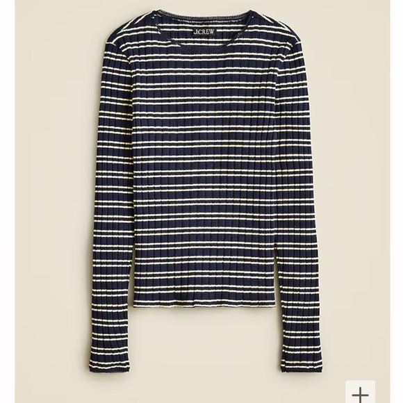 J Crew Pointelle Stripe Tee - Picture 2 of 5